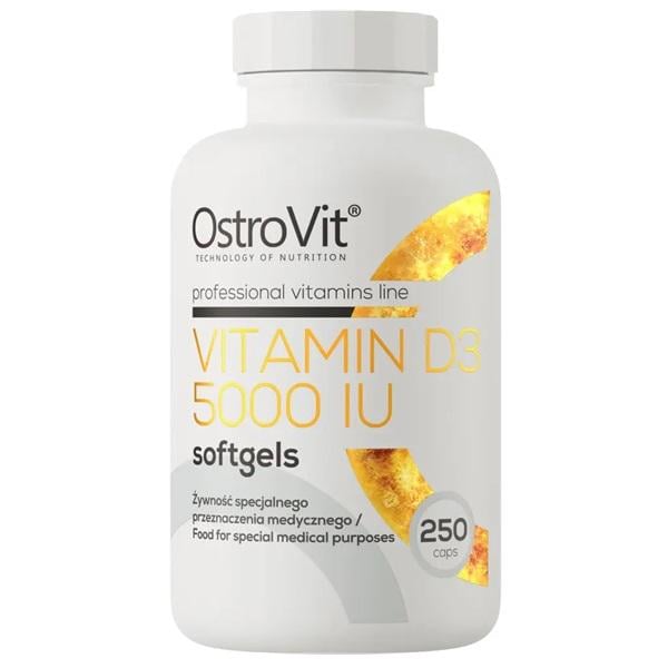 Витамин D для спорта OstroVit Vitamin D3 5000 IU 250 мяк. капс. (000023030)