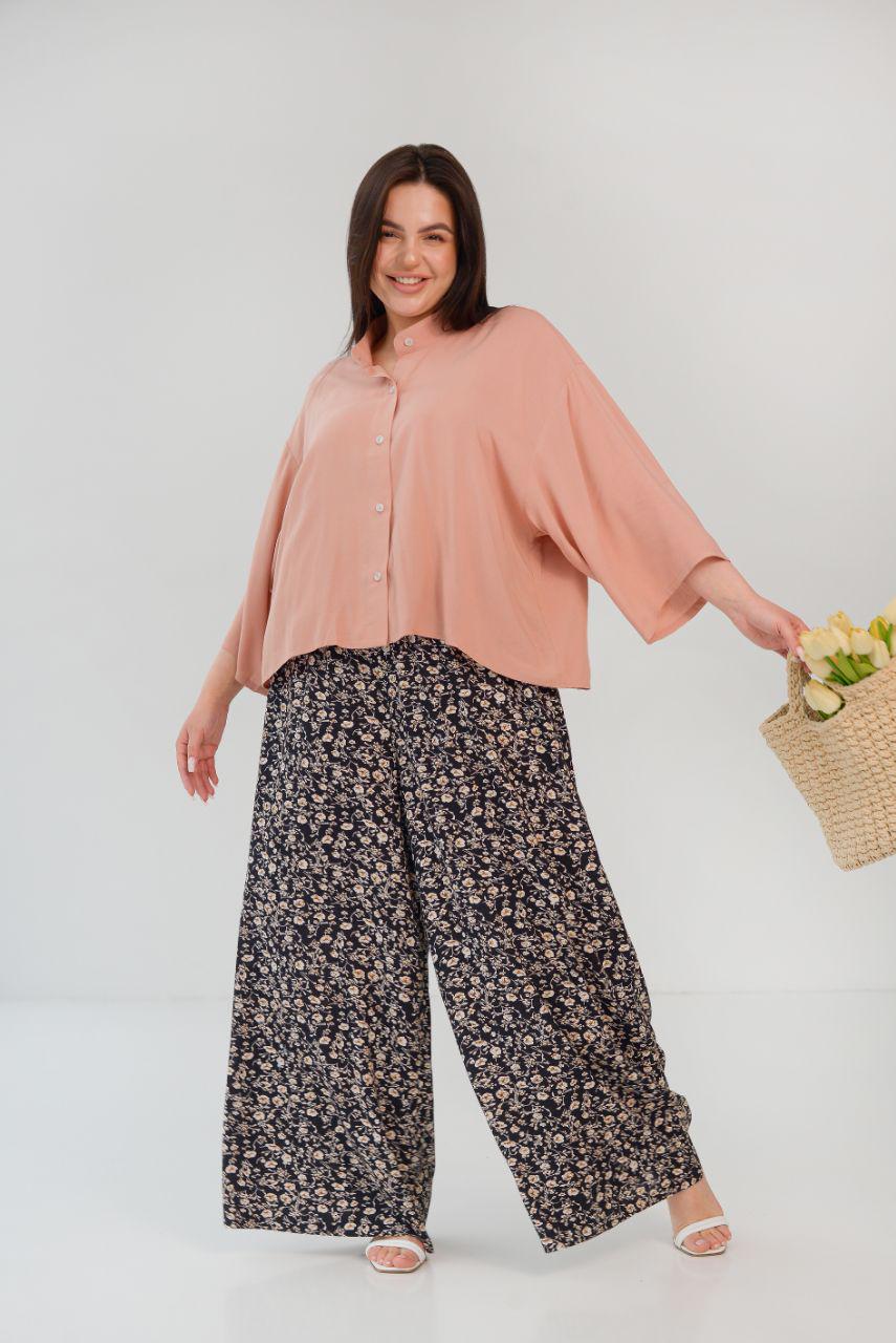 Рубашка хлопковая женская широкого покроя р. 48-50 Персиковый (14-5228 26)