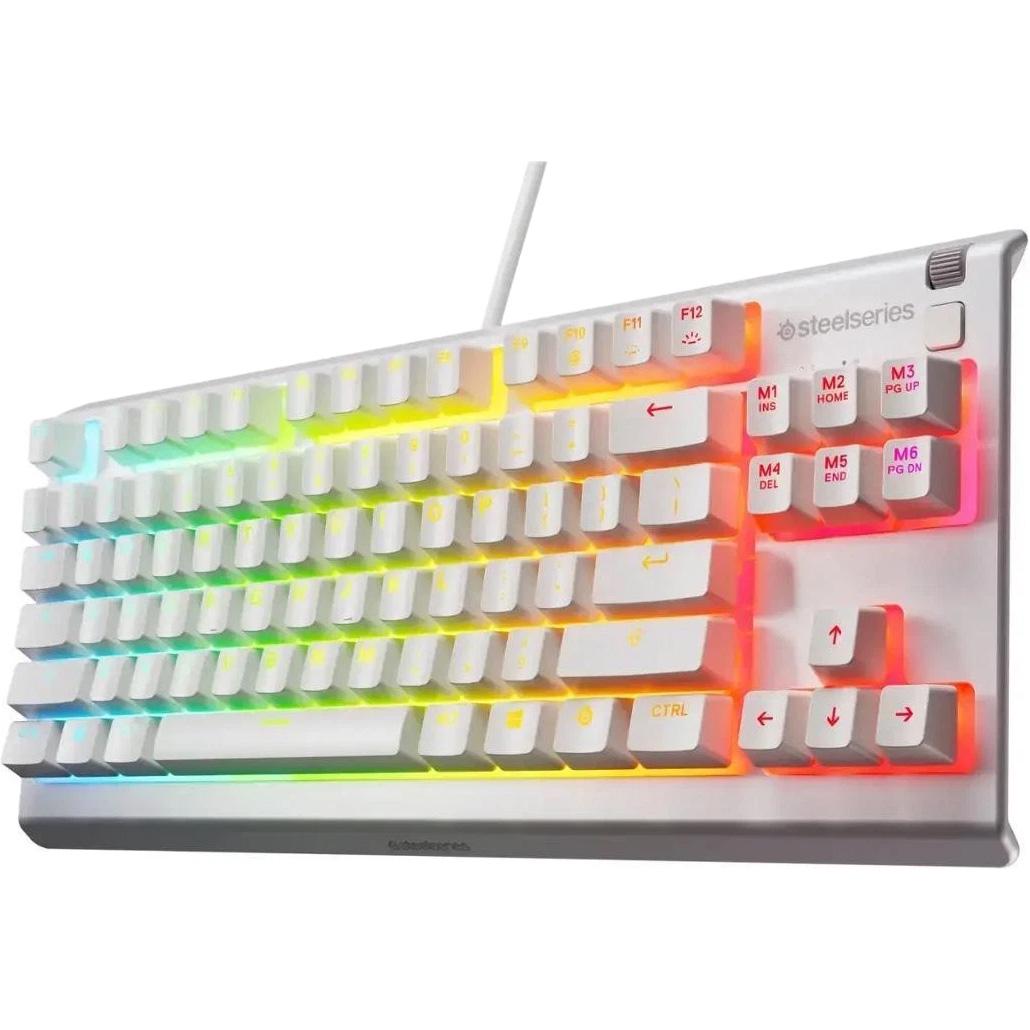 Клавиатура игровая SteelSeries Apex 3 TKL UA ведущая USB RGB подсветка 1,8 м Белый (630421) - фото 3