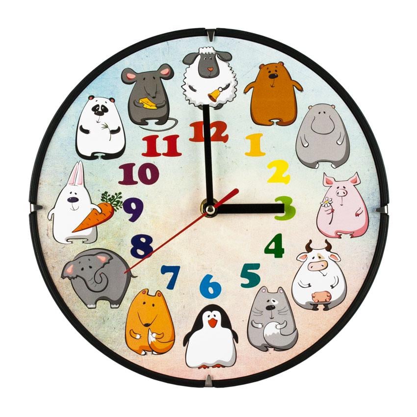 Часы настенные детские Смешные зверьки 31х31х5 см Разноцветные (21606) Часы настенные детские Смешные зверьки 31х31х5 см Разноцветные (21606)