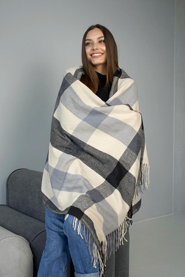 Палантин кашемировый Braxton Венето 7029 Черный/Бежевый/Серый (26479894)