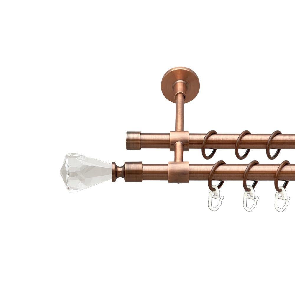 Карниз Orvit Лучетта двухрядный гладкий 16/16 мм 300 см Античная медь (00-00019886)