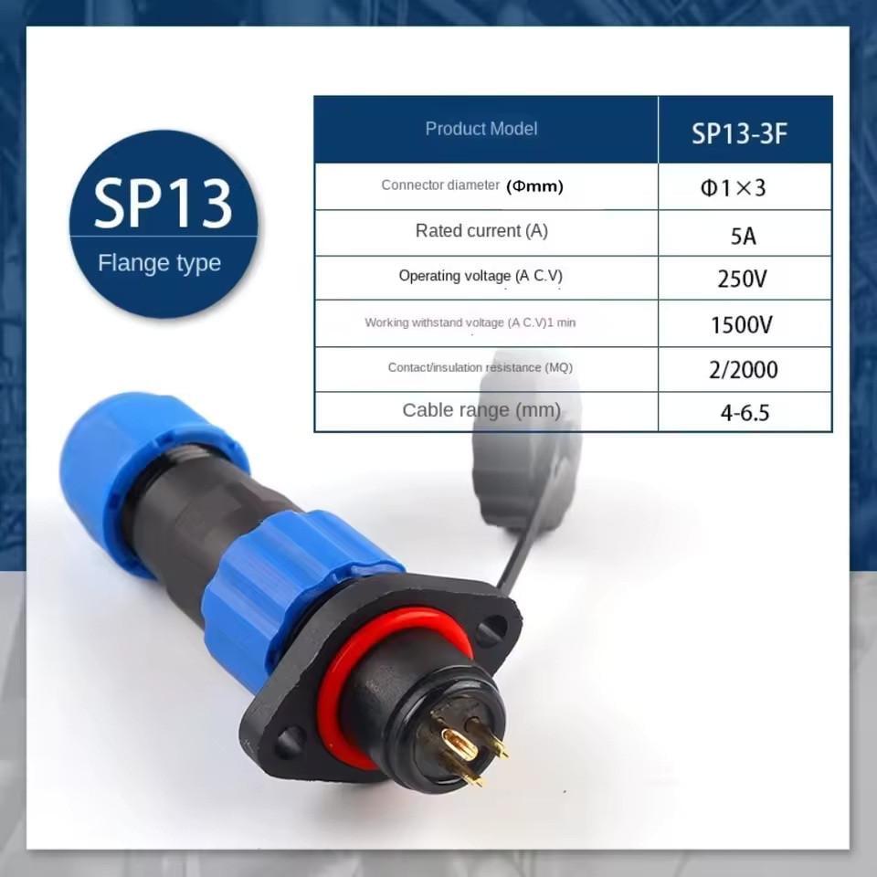 Разъем герметичный SP13 IP68 розетка/штекер на кабель SP13 3F-F-M 3pin 5 А (2735637996) - фото 6 Разъем герметичный SP13 IP68 розетка/штекер на кабель SP13 3F-F-M 3pin 5 А (2735637996) - фото 6