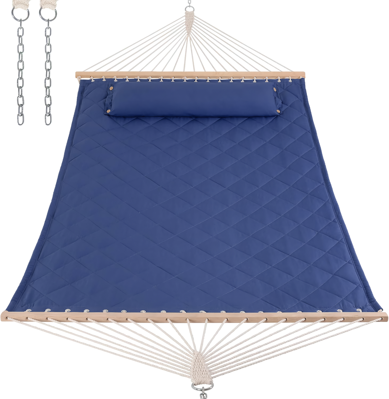 Гамак двомісний підвісний садовий зі сталевим каркасом WCG SOFT для відпочинку в саду зі знімною подушкою XXL 200x140 см Синій (WCGR-H05-11) - фото 4 Гамак двомісний підвісний садовий зі сталевим каркасом WCG SOFT для відпочинку в саду зі знімною подушкою XXL 200x140 см Синій (WCGR-H05-11) - фото 4