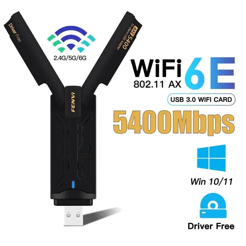 Адаптер трьохдіапазонний мережевий FENVI FU-AXE5400 WiFi 6E 2,4G/5G/6Ghz - фото 2 Адаптер трьохдіапазонний мережевий FENVI FU-AXE5400 WiFi 6E 2,4G/5G/6Ghz - фото 2