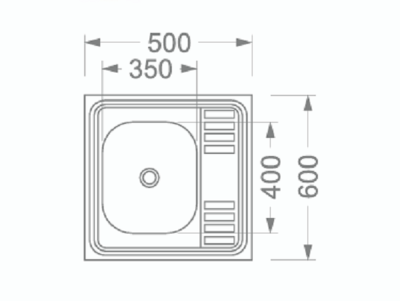 Мойка нержавейка накладная Rico левая матовая 0,6 мм 500х600х160 мм (RC5060L-06-160E) - фото 2