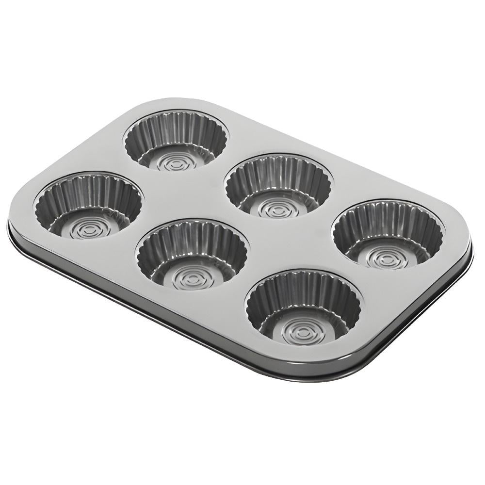 Форма для випічки кексів з антипригарним покриттям вуглецева сталь 6 осередків 27х18,5х3 см (33143592)
