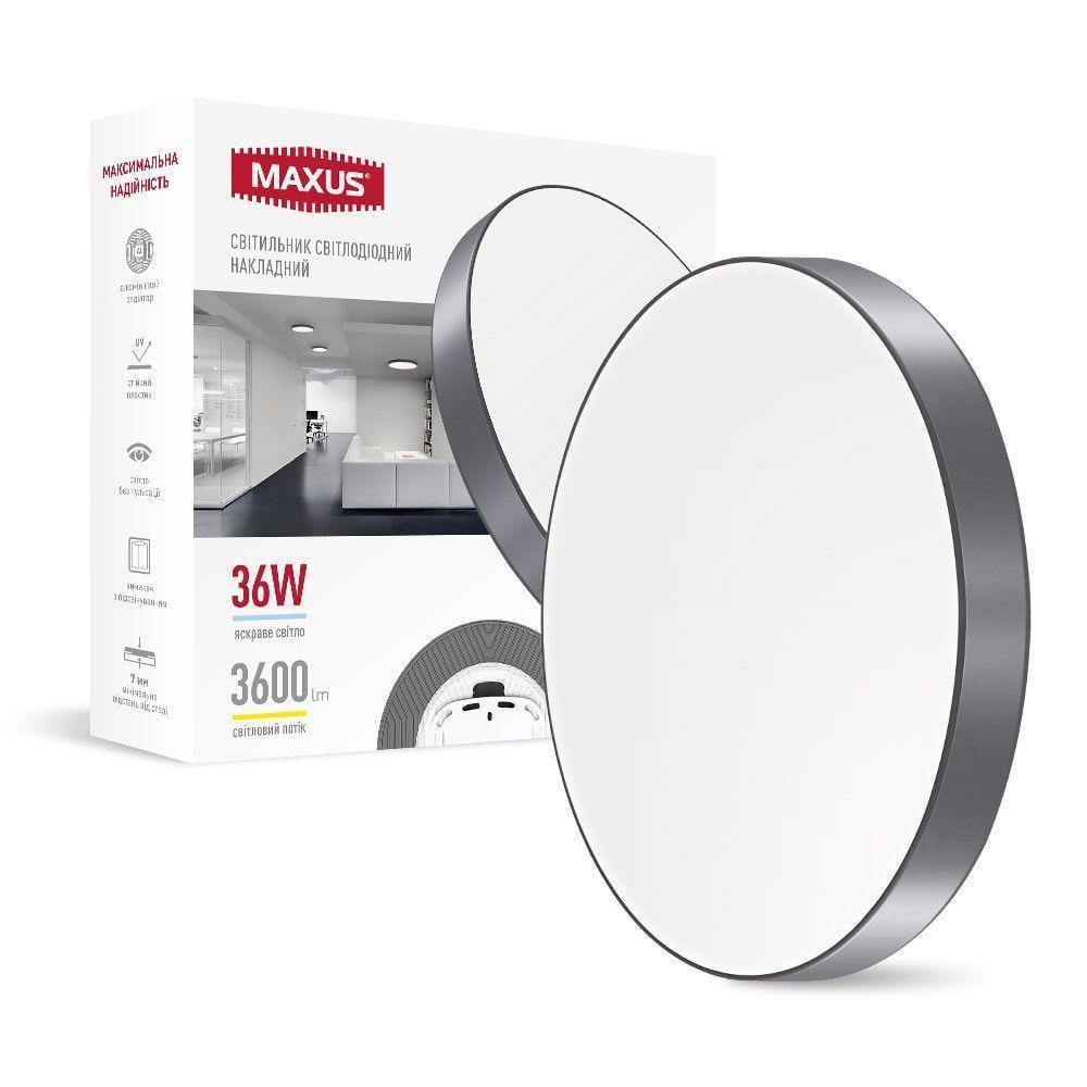 Світильник світлодіодний накладний MAXUS Slim Ceiling 36W 4100K Сірий (27550306)
