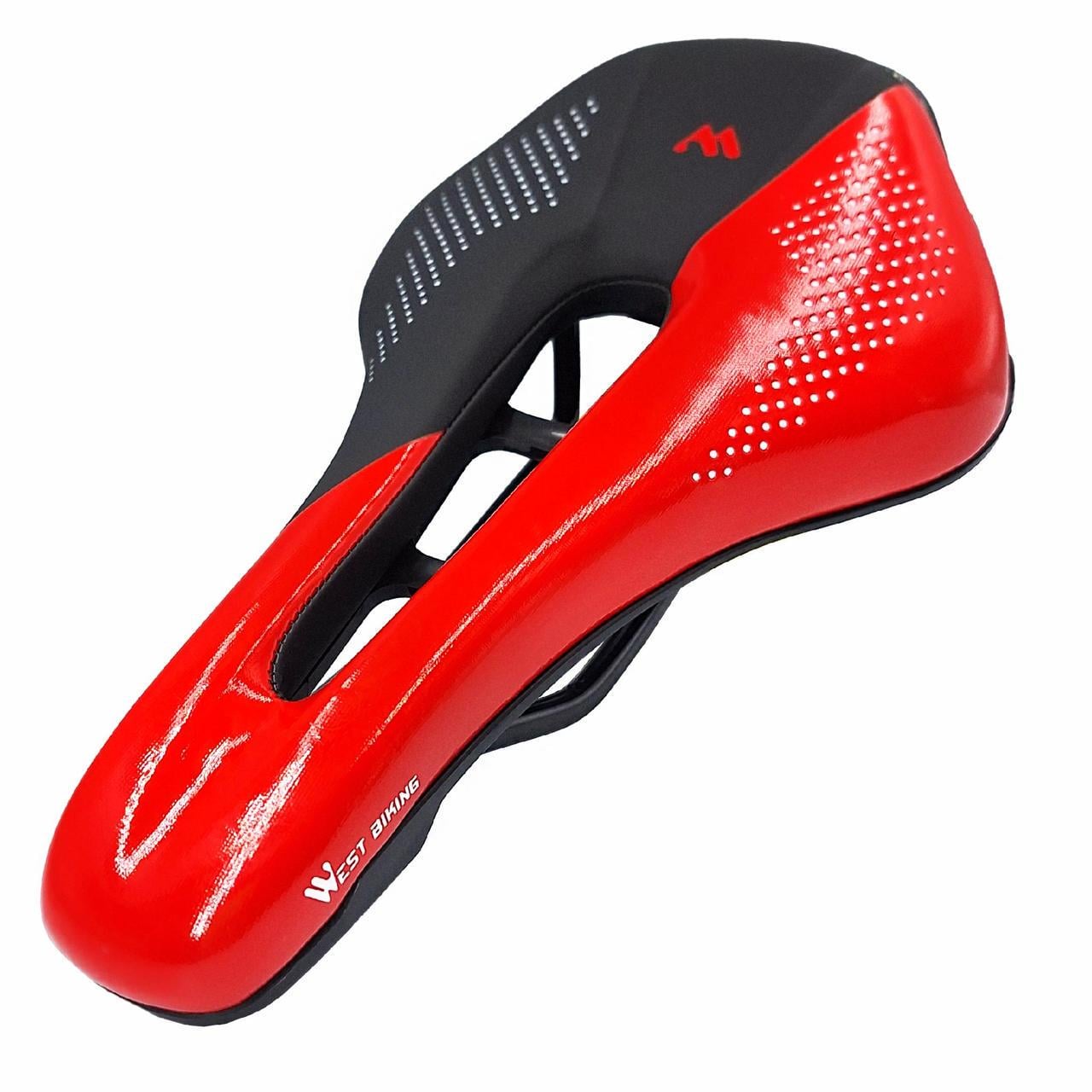 Седло велосипедное West biking YP0801101 с вентиляционным отверстием 25,5х15 см Черный с красным (G0001579)