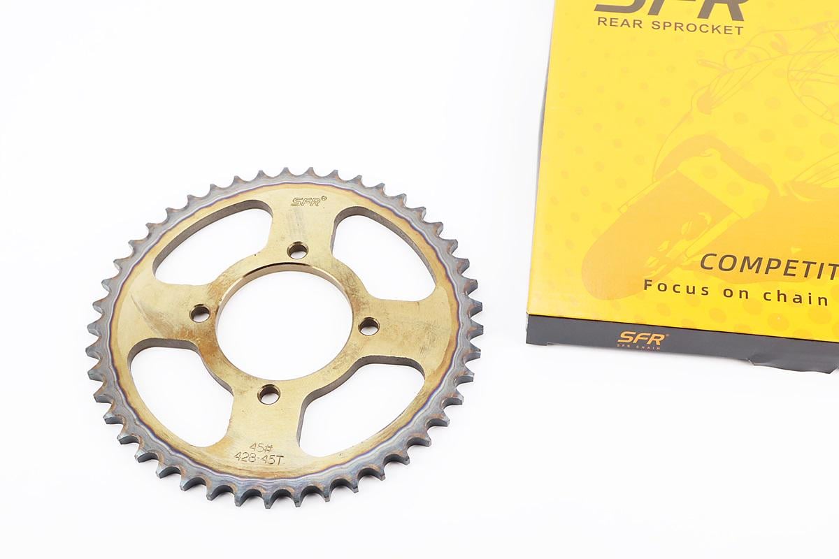 Зірка задня RS125 428-45T d-64 мм 4 отвори 80 мм загартована до мотоцикла Loncin JL200-10/ Yamaha YBR125