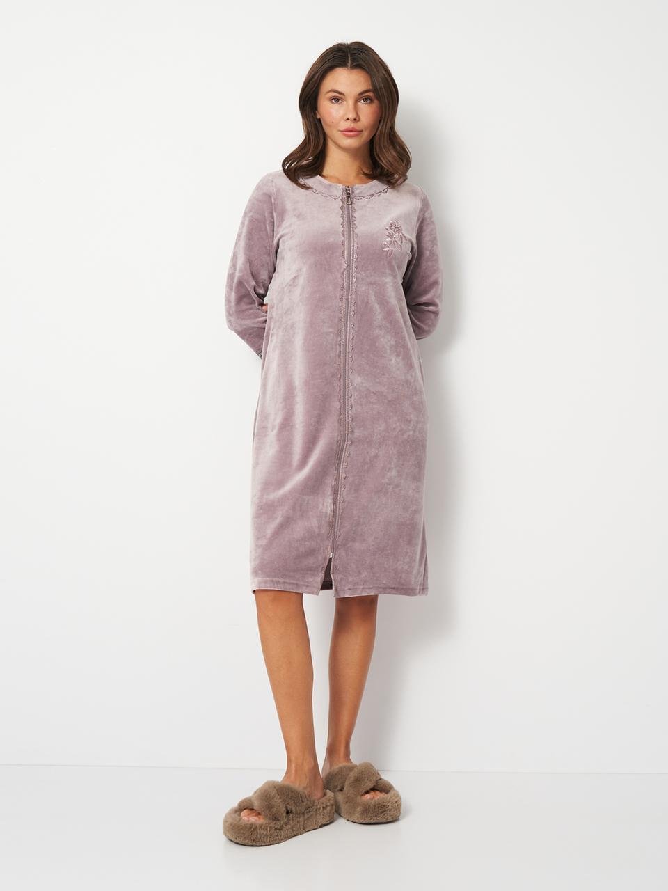 Халат женский Romeo Life велюровый 3XL Пудровый (3751-01-3XL)