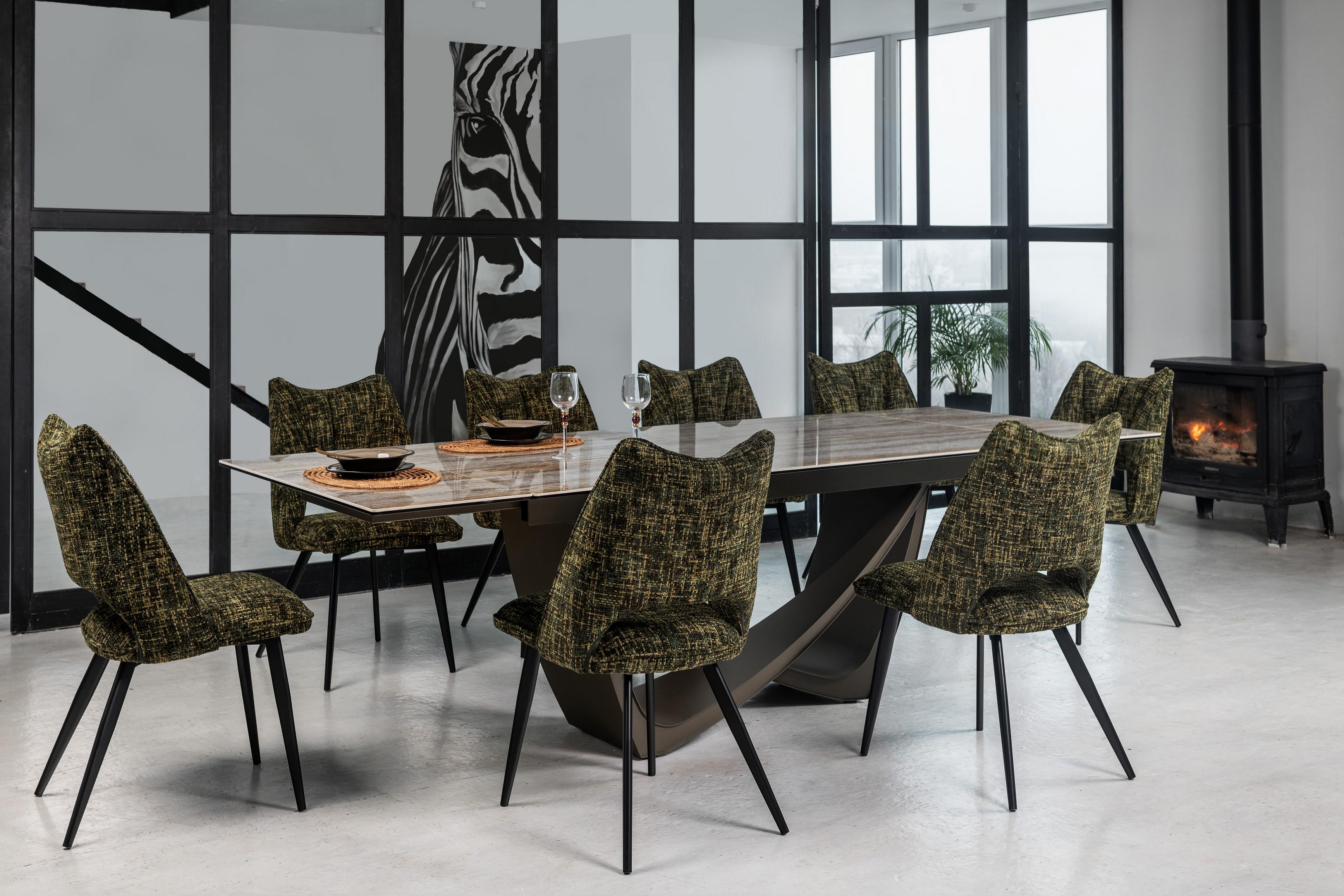 Стол обеденный раздвижной Vetro Mebel Беатриче 1800-2600x1000x760 мм Тайгер травентин/коричневый (TМL-995) - фото 12