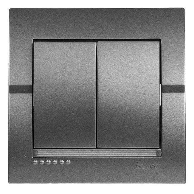 Выключатель двухклавишный Lezard Deriy Графитовый (27548722)
