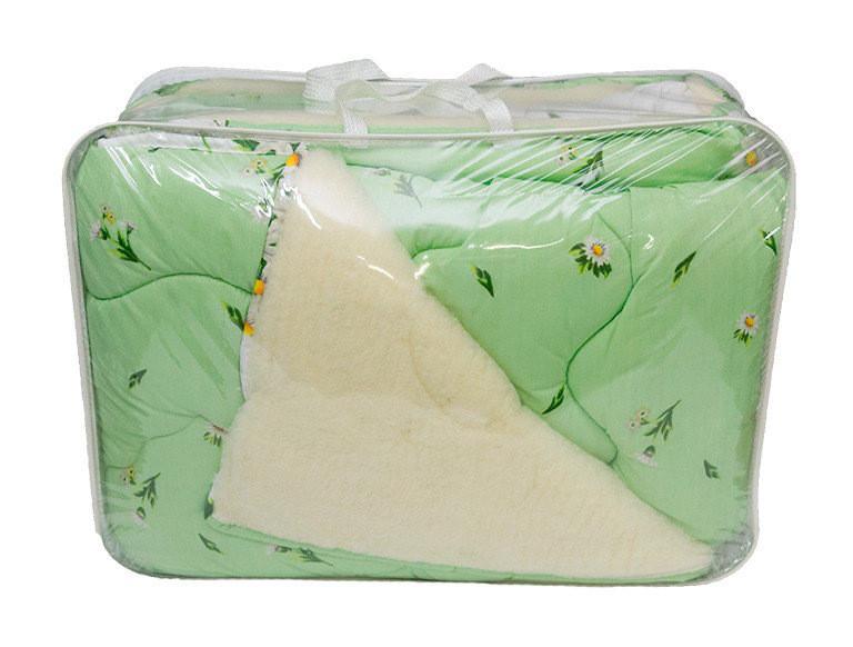 Одеяло полуторное из овечьей шерсти Зеленый