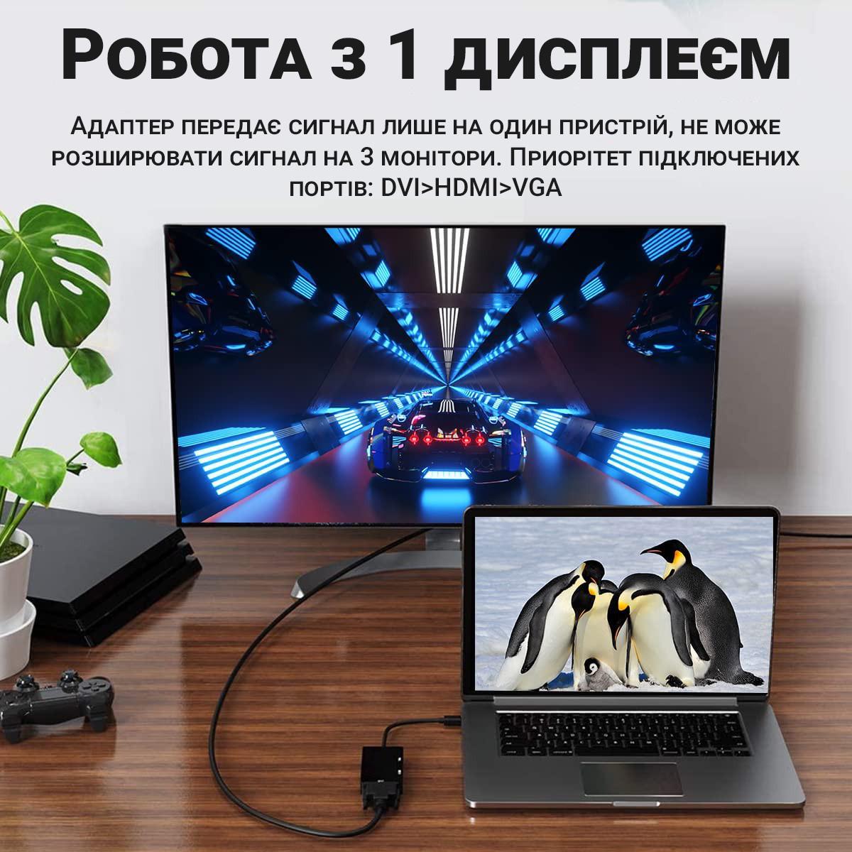 Конвертер видео Addap DP2VGA-01 с DisplayPort на HDMI/VGA/DVI порты - фото 9