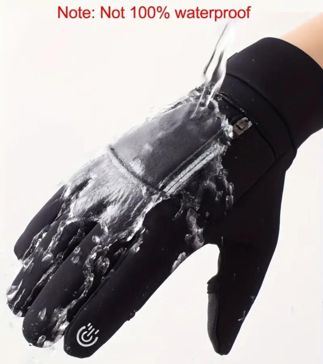 Рукавички зимові чоловічі сенсорні з кишенею спортивні водонепроникні флісові XL Чорний (2470741813) - фото 7