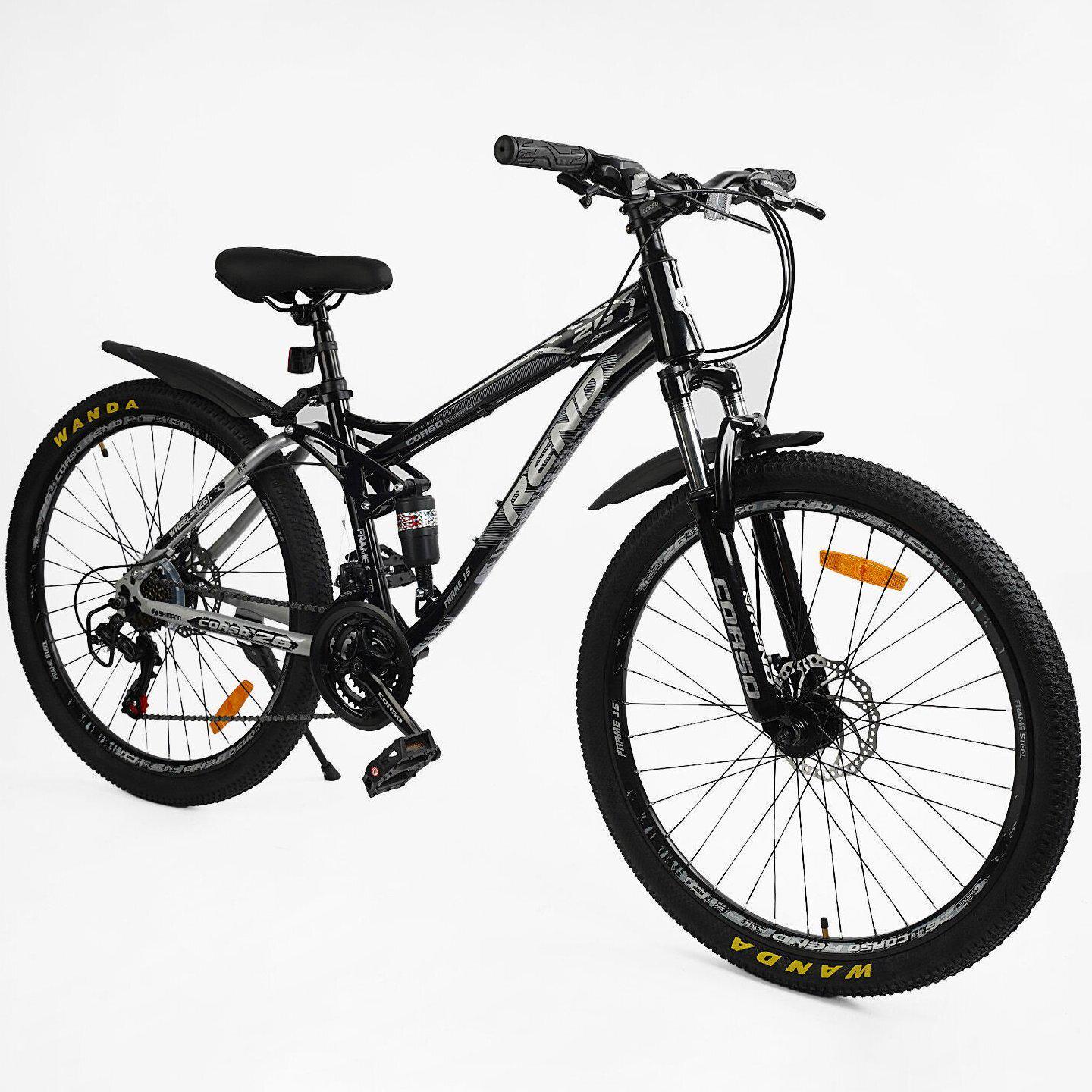 Велосипед горный двухподвесной Corso Rend 26"/15" Черный (799511622) - фото 2 Велосипед горный двухподвесной Corso Rend 26"/15" Черный (799511622) - фото 2