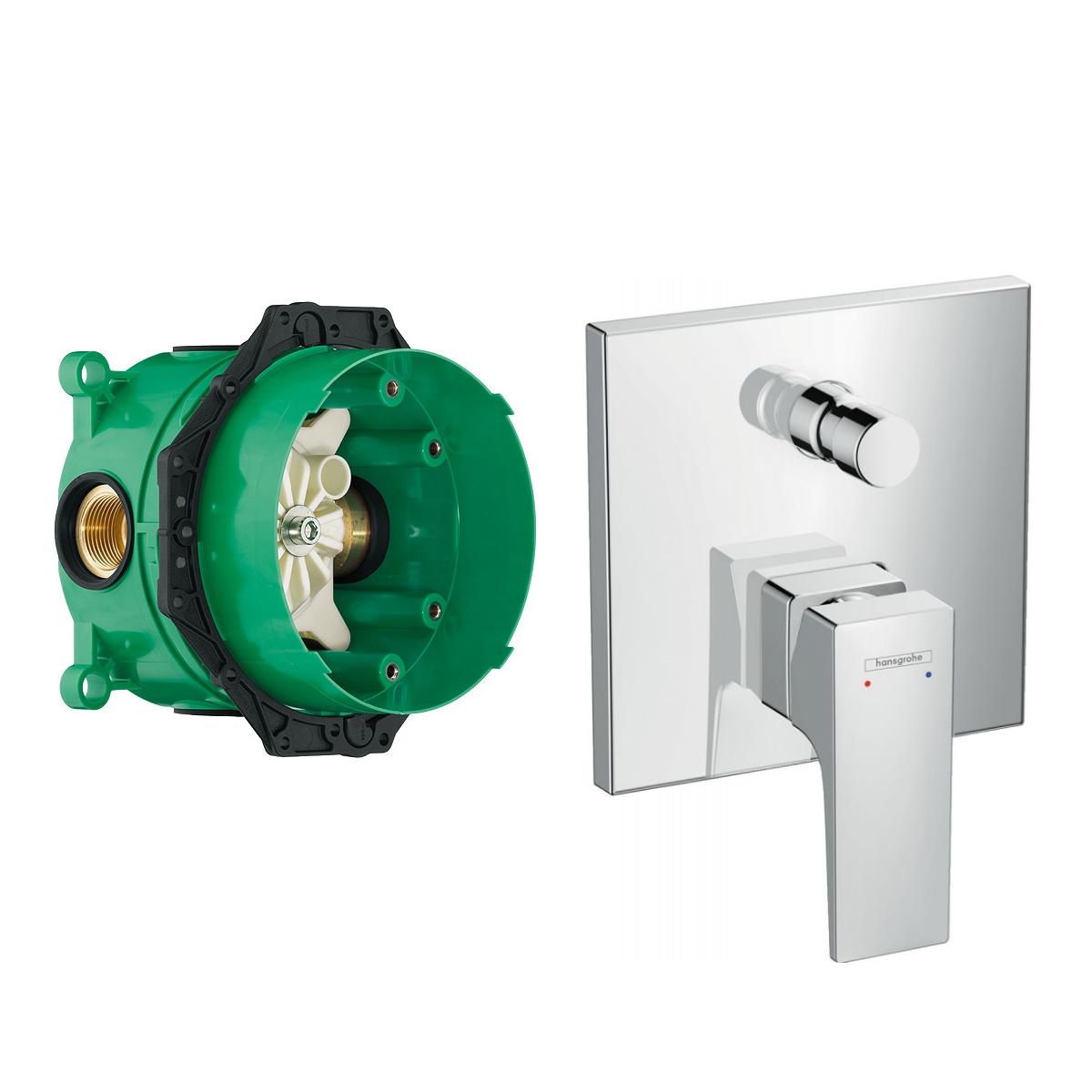 Смеситель скрытого монтажа Hansgrohe METROPOL 32545000+01800180 с переключателем Хром (75516)