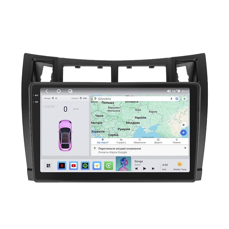 Автомагнітола штатна Lesko для Toyota Yaris II Рестайлінг 2009-2012 4/64 QLED CarPlay 4G Wi-Fi GPS Prime 9" (22391507)