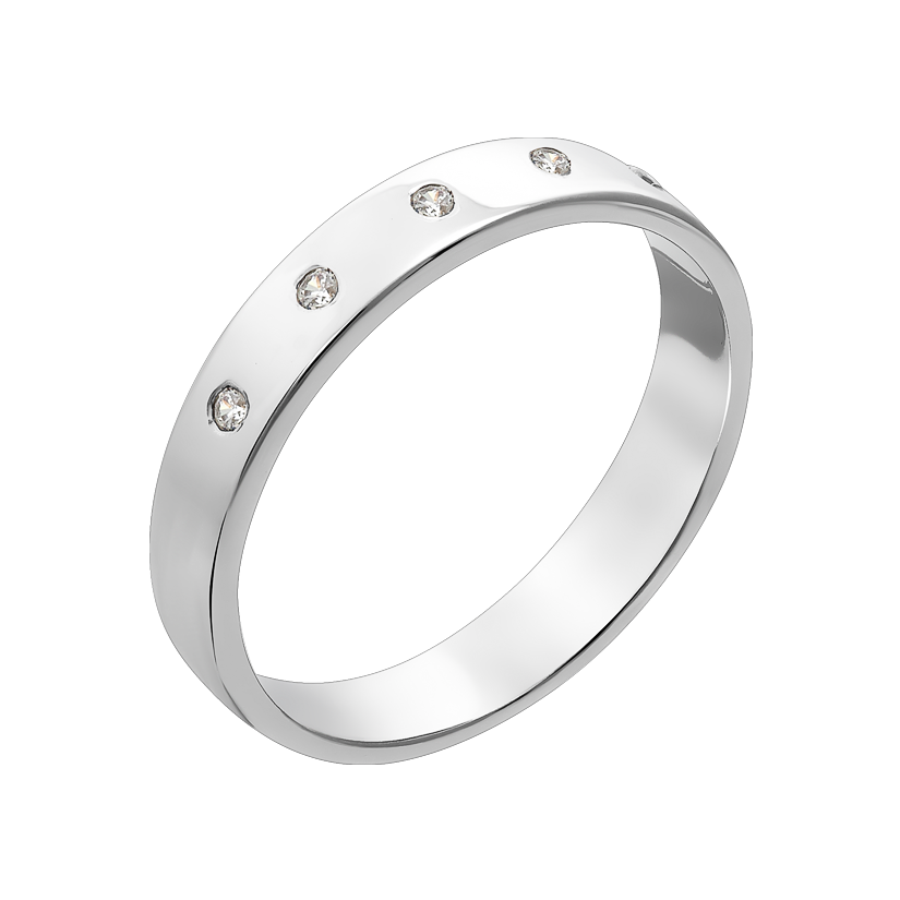 Кольцо серебряное матовое пять мелких белых фианитов р. 18 Кольцо серебряное матовое пять мелких белых фианитов р. 18
