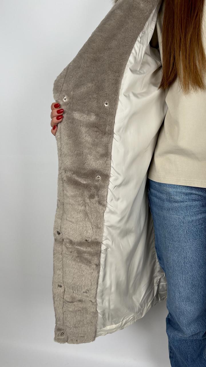 Куртка-пальто жіноча зимова р. 44 Бежевий (#9033-05) - фото 2