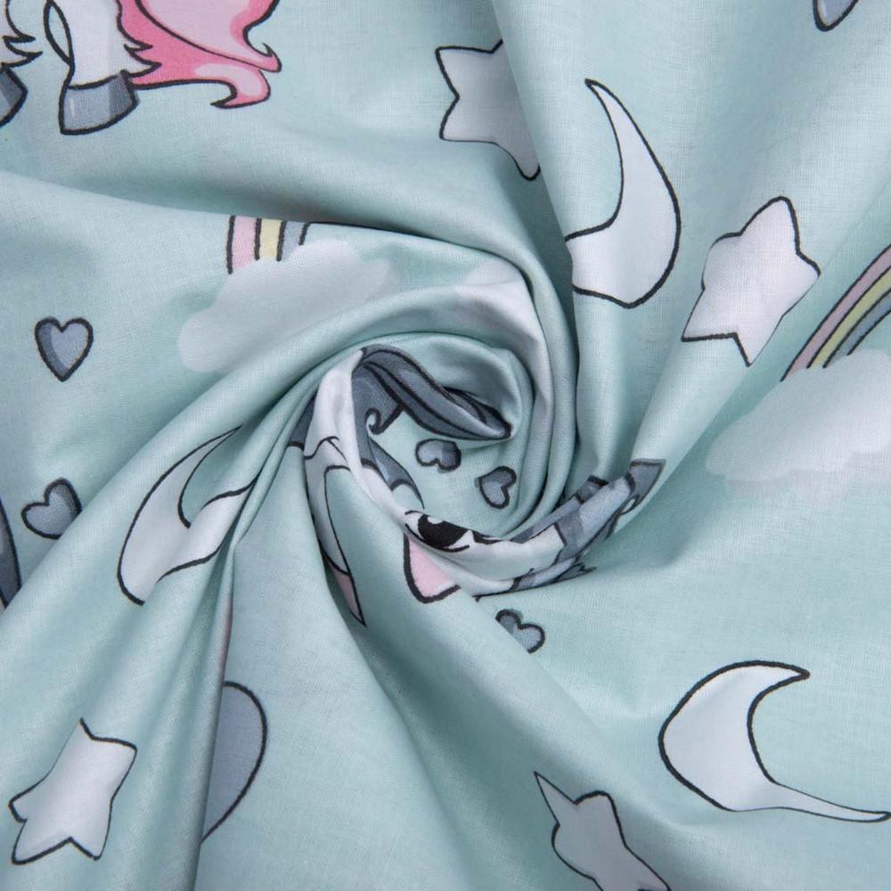 Ткань бязь ранфорс для постельного белья 8919 Единорог 2,4 м Мятный (2307107528)