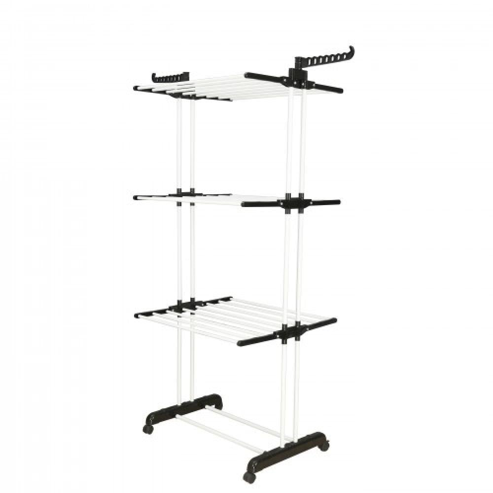 Сушилка-органайзер для белья Bonro B07 многоярусная раскладная на колесиках до 30 кг Черно-белый (132-76-42400233) - фото 1 Сушилка-органайзер для белья Bonro B07 многоярусная раскладная на колесиках до 30 кг Черно-белый (132-76-42400233) - фото 1