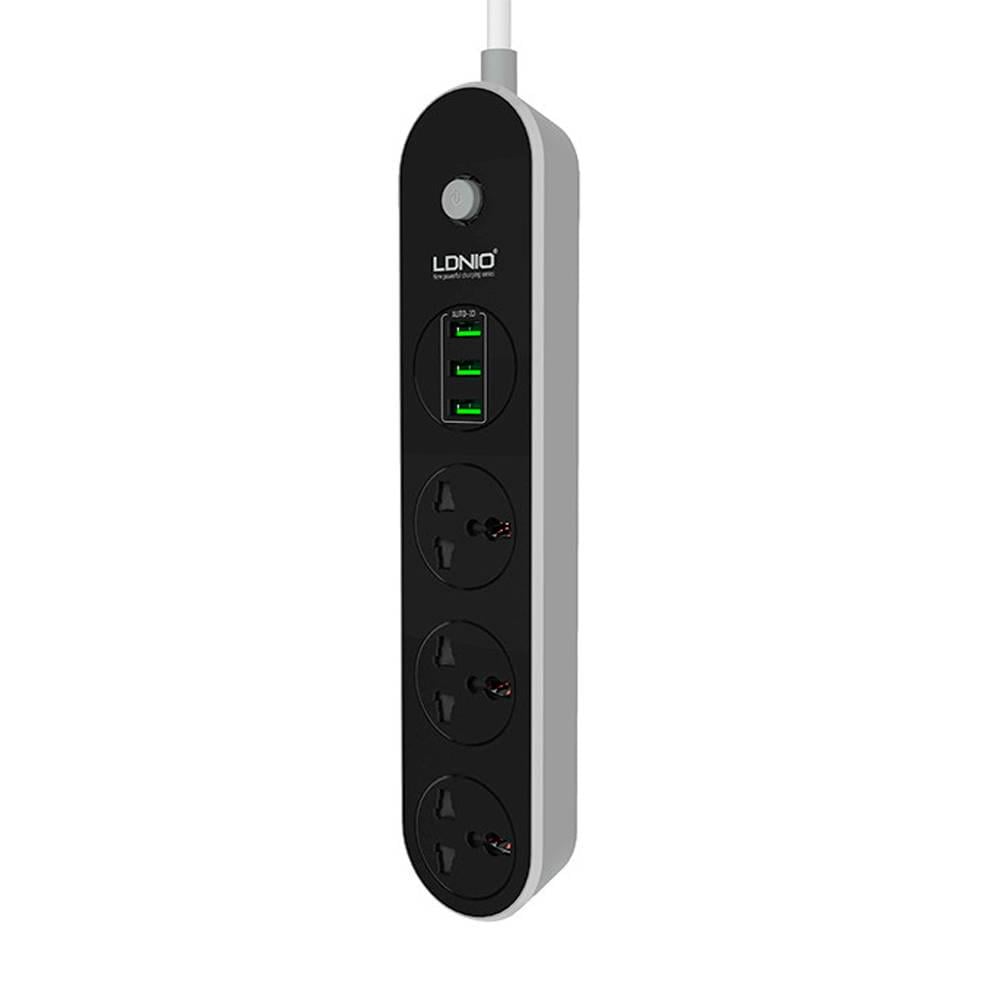 Фільтр мережевий LDNIO SC3301 3 Розетки/3 USB перетин 3х0,75 мм 1,6 м Box Black (29053)