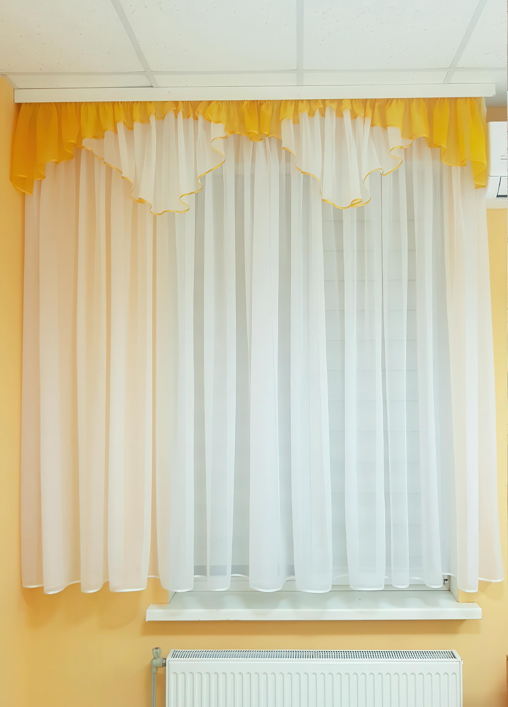 Ламбрекен Firanka уголки карниз 200 см Желтый с белым (93_4пб)