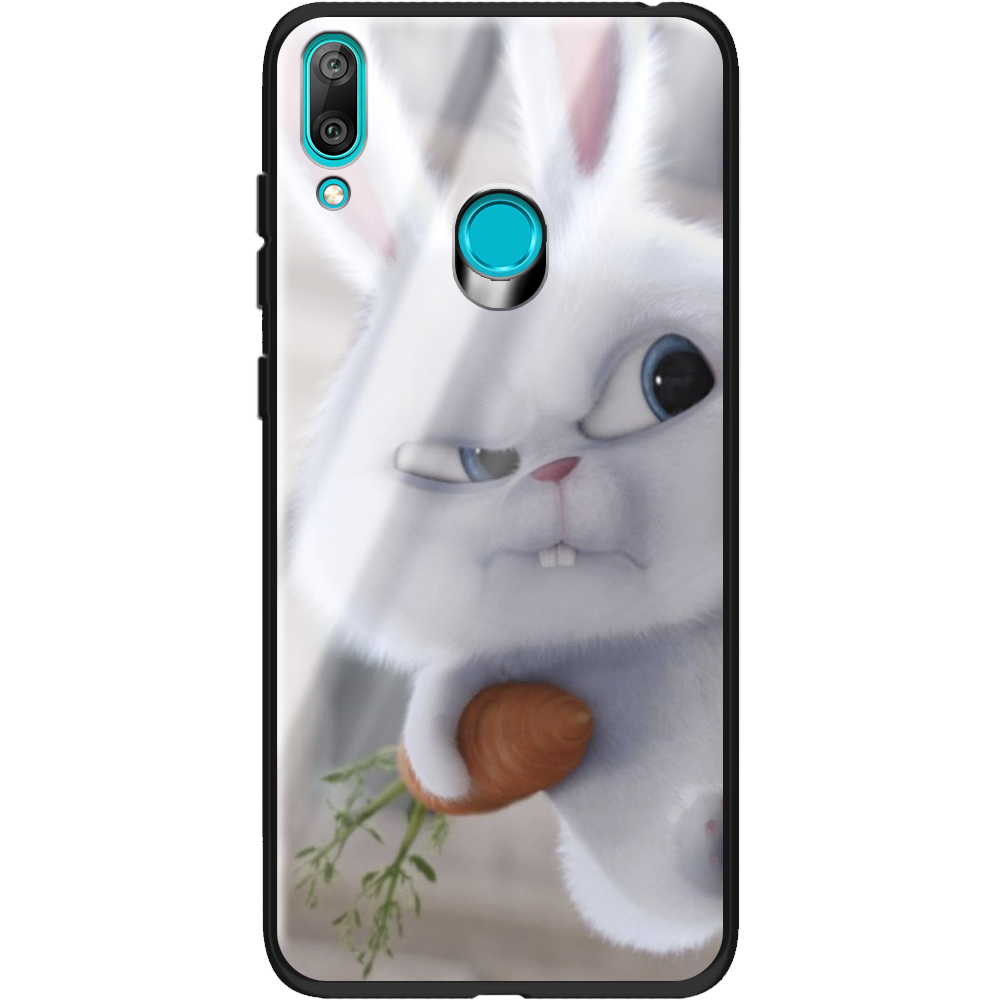 Чехол Boxface Huawei Y7 2019 Rabbit Snowball Черный силикон со стеклом (36044-up1116-37730)