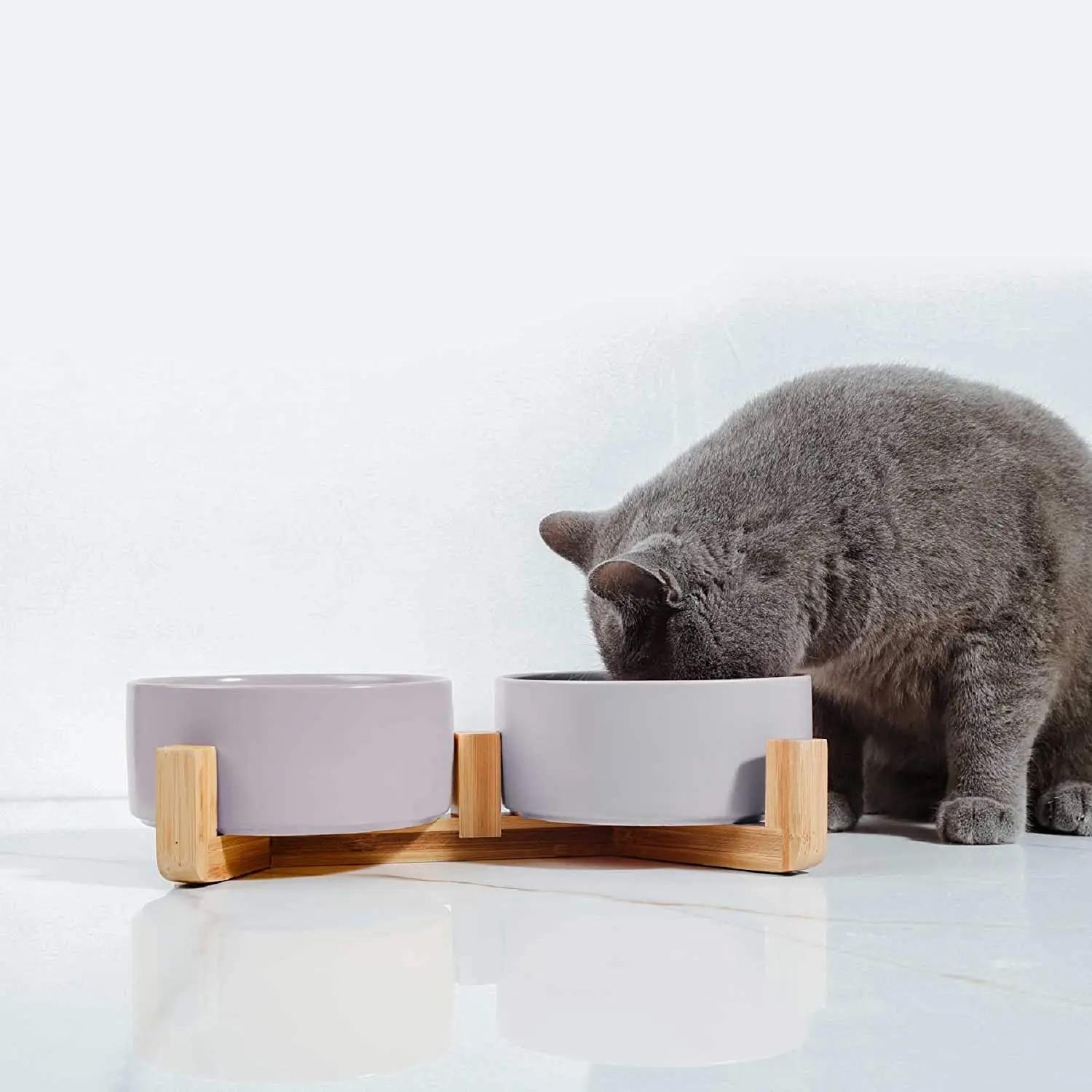 Миски керамічні на підставці для собак та котів 850 мл 2 шт. Сірий (12367639) - фото 3