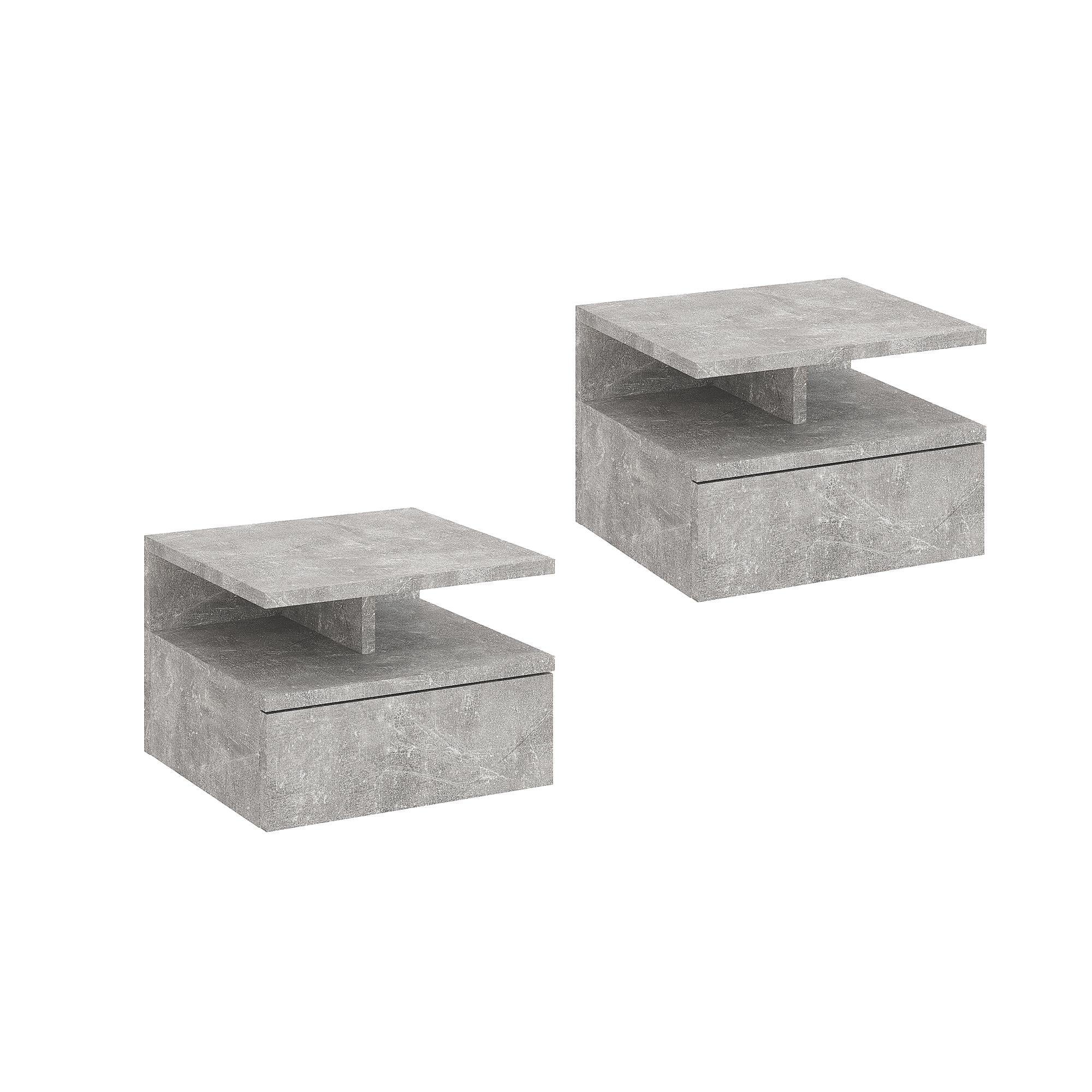Комплект тумб подвесных прикроватных KOMTO Monaco 2Т с выдвижным ящиком 2 шт. Бетон (p-186-3736)