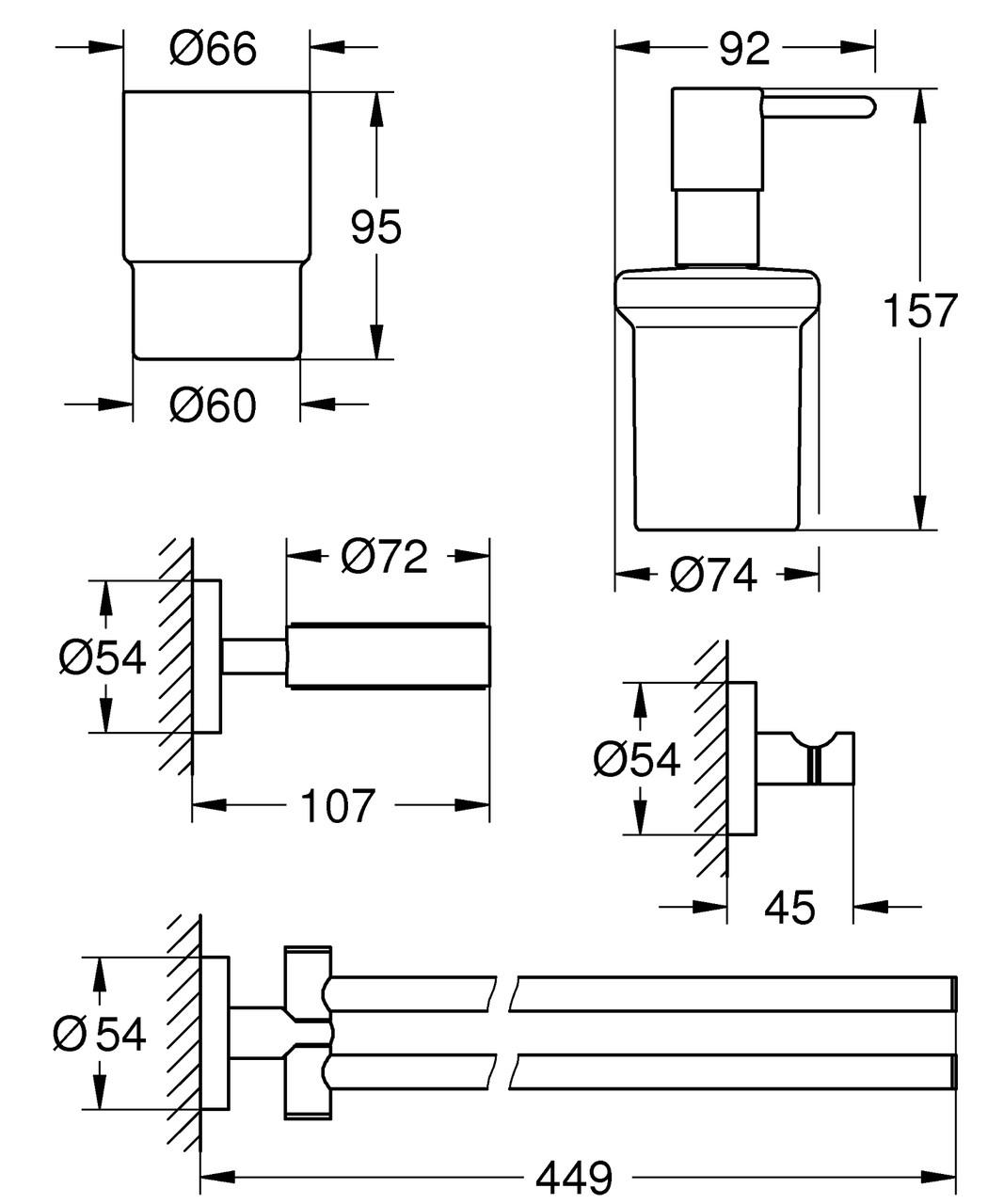 Набір аксесуарів Grohe Essentials 4в1 (40846001) - фото 2