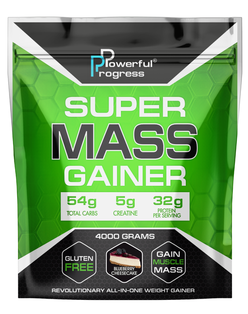 Гейнер високобілковий для набору маси Powerful Progress Mass Gainer Чорничний чізкейк 4 кг