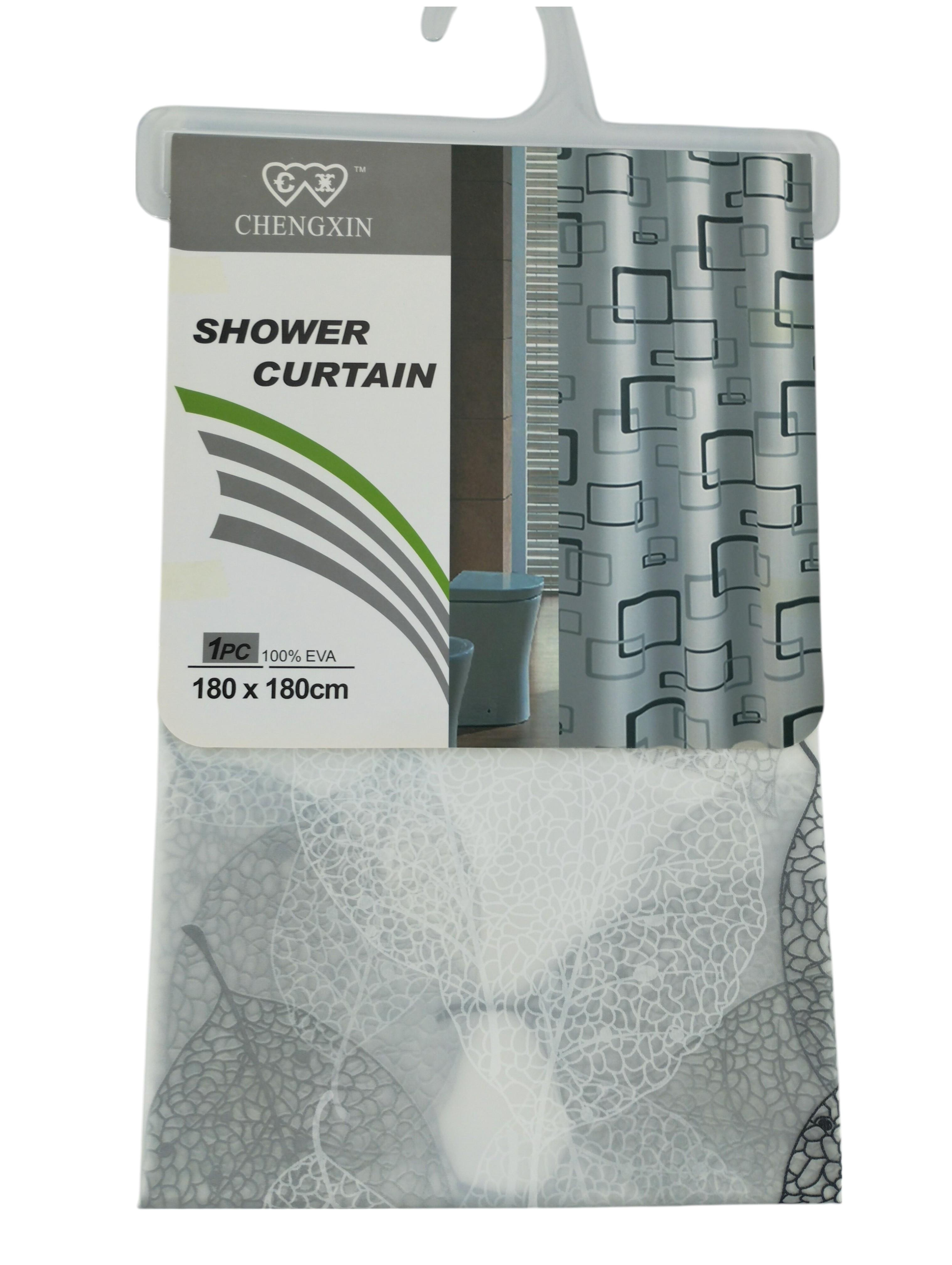 Шторка для ванной Chengxin R29460 Листья 180x180 см Серый (27457017)