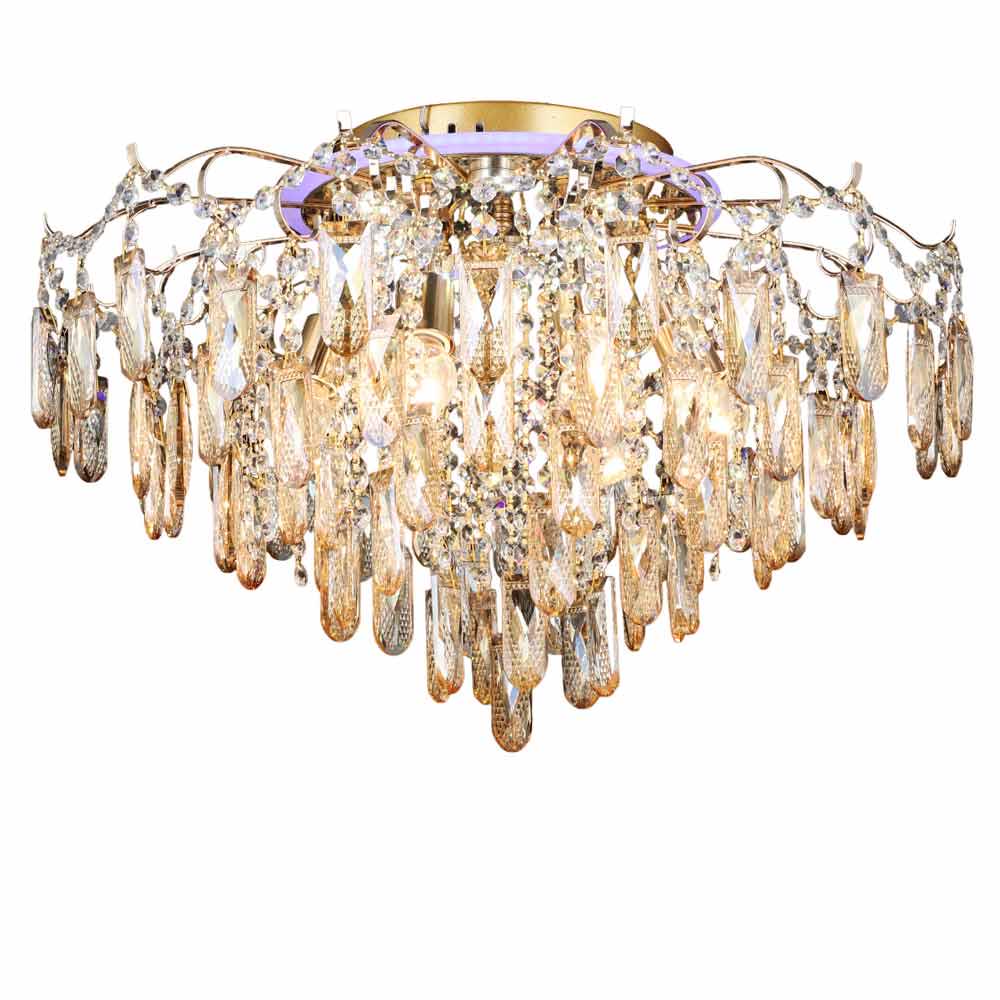 Люстра стельова кришталева з Led підсвічуванням Light House SRS-19227/6+6 Золотий
