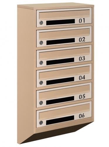 Почтовый ящик Галиндустрия Е1-06-D металлический многосекционный на 6 квартир Бежевый (132-119-000004821)