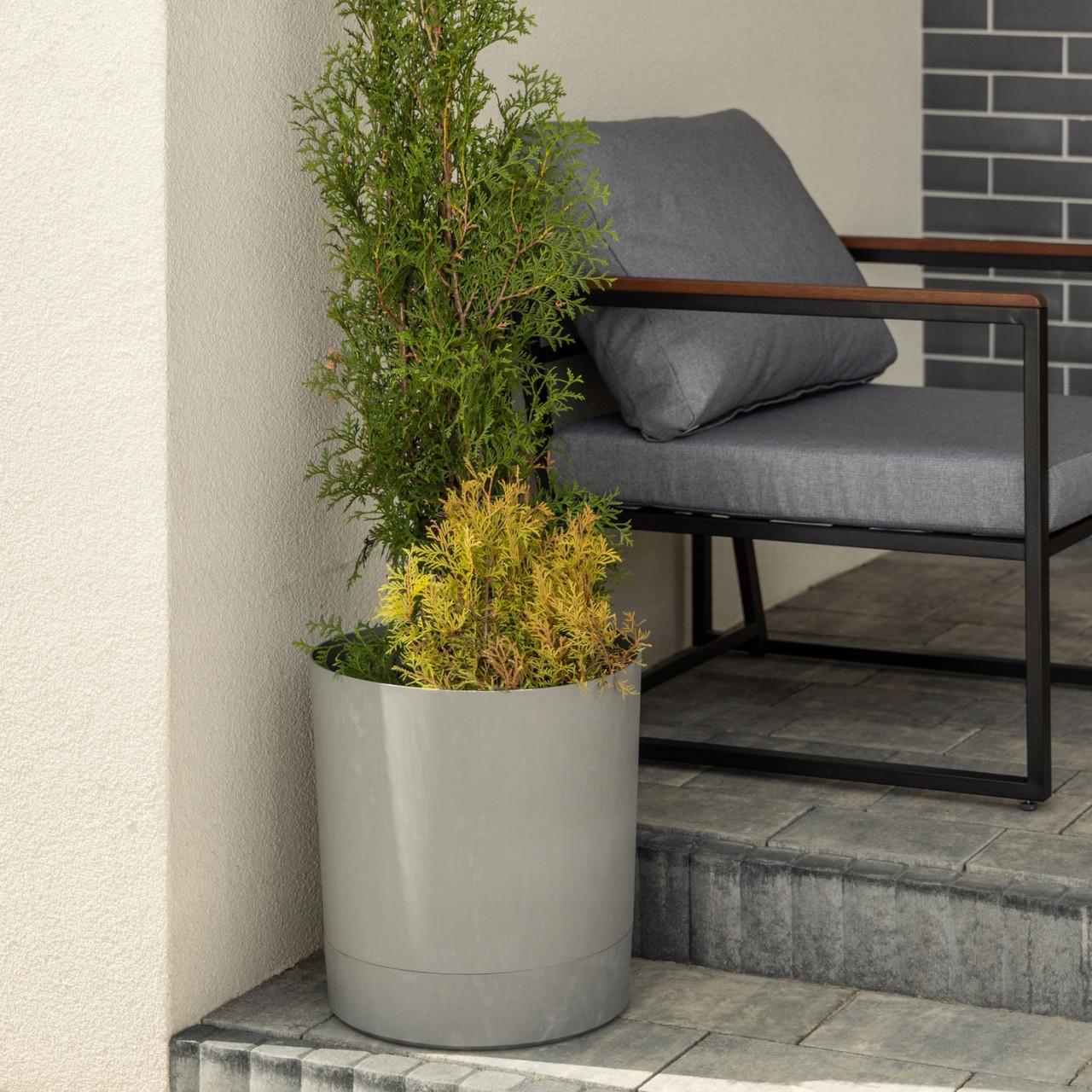 Вазон для цветов Lamela AURA с подставкой 280х294 мм Серый бетон (25419751834) - фото 2 Вазон для цветов Lamela AURA с подставкой 280х294 мм Серый бетон (25419751834) - фото 2