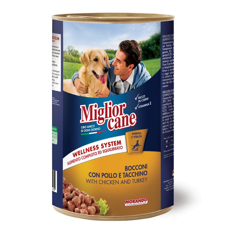 Корм влажный для собак Migliorcane с кусочками курицы и индейки 1250 г (8007520011549)