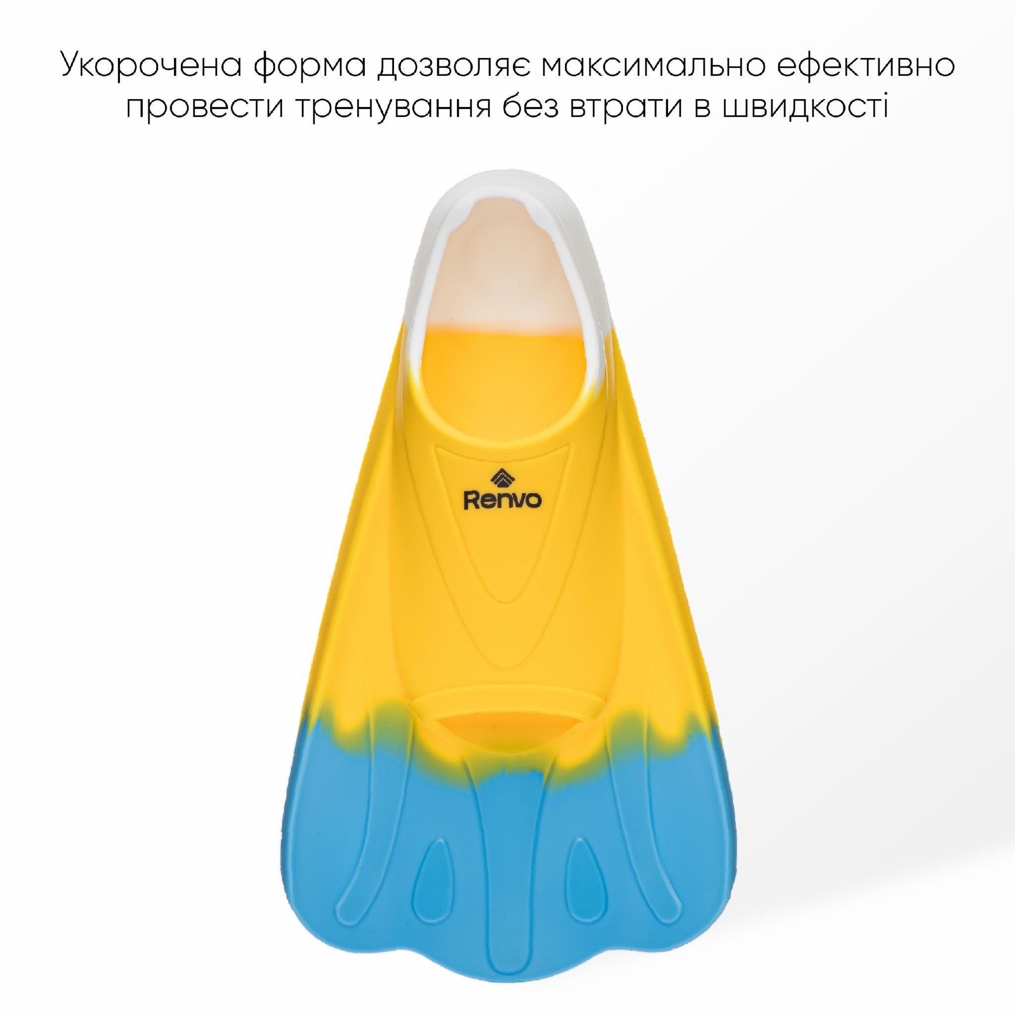 Ласты короткие для тренировки в бассейне Renvo Criz с закрытой пяткой р. 30-32 Желтый/Голубой (SF120-84 30-32) - фото 3