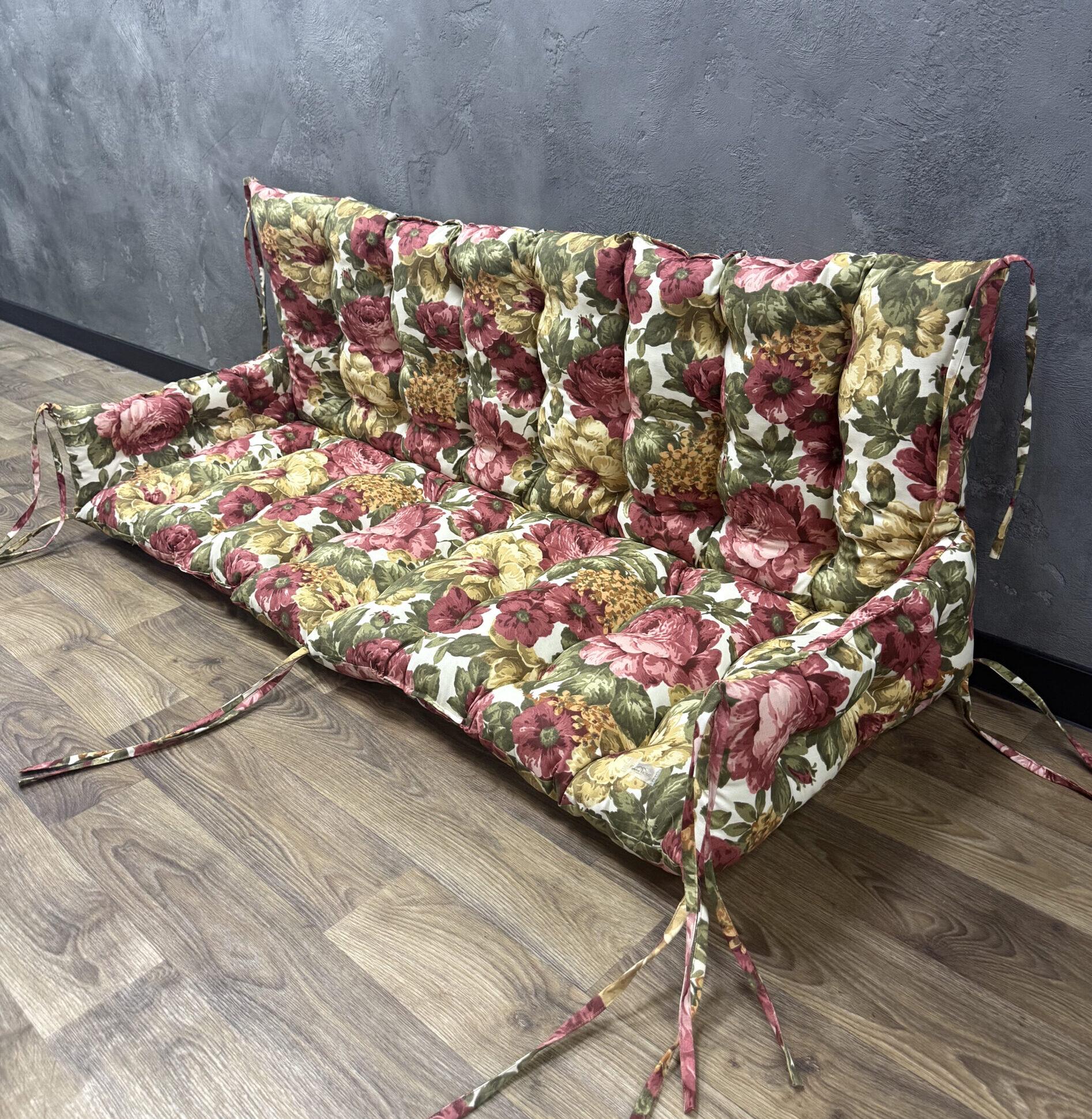 Подушка с бортами Сomfort Home Autumn flowers на поддоны/качели/каркасы/садовая мебель панама 100х50х50х20 см