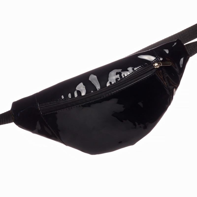 Сумка бананка на пояс Hoso MSH лаковая 33x14x5 см Черный