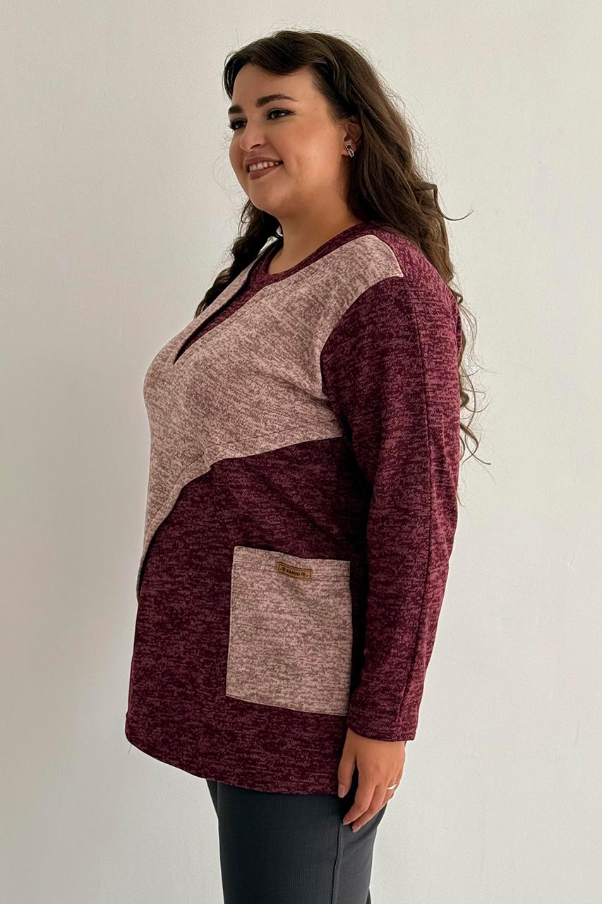 Туника женская PANNI Женя утепленная флисом р. 60-62 Бордовый (Р2508252289) - фото 4