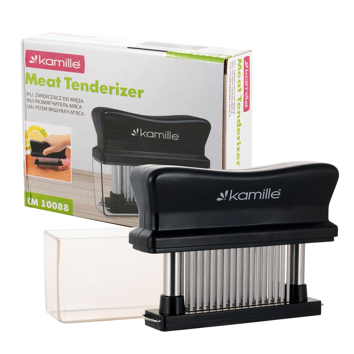 Тендерайзер для мяса KM-10088 на 48 ножей из нержавеющей стали с защитной насадкой 15х3,5х11 см Черный (124-84-10088) - фото 3 Тендерайзер для мяса KM-10088 на 48 ножей из нержавеющей стали с защитной насадкой 15х3,5х11 см Черный (124-84-10088) - фото 3