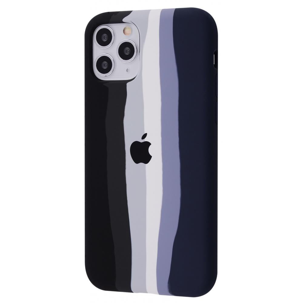 Чохол із м'якою підкладкою PRC Rainbow Silicone Case iPhone 11 Pro black/dark blue Чорний Синій