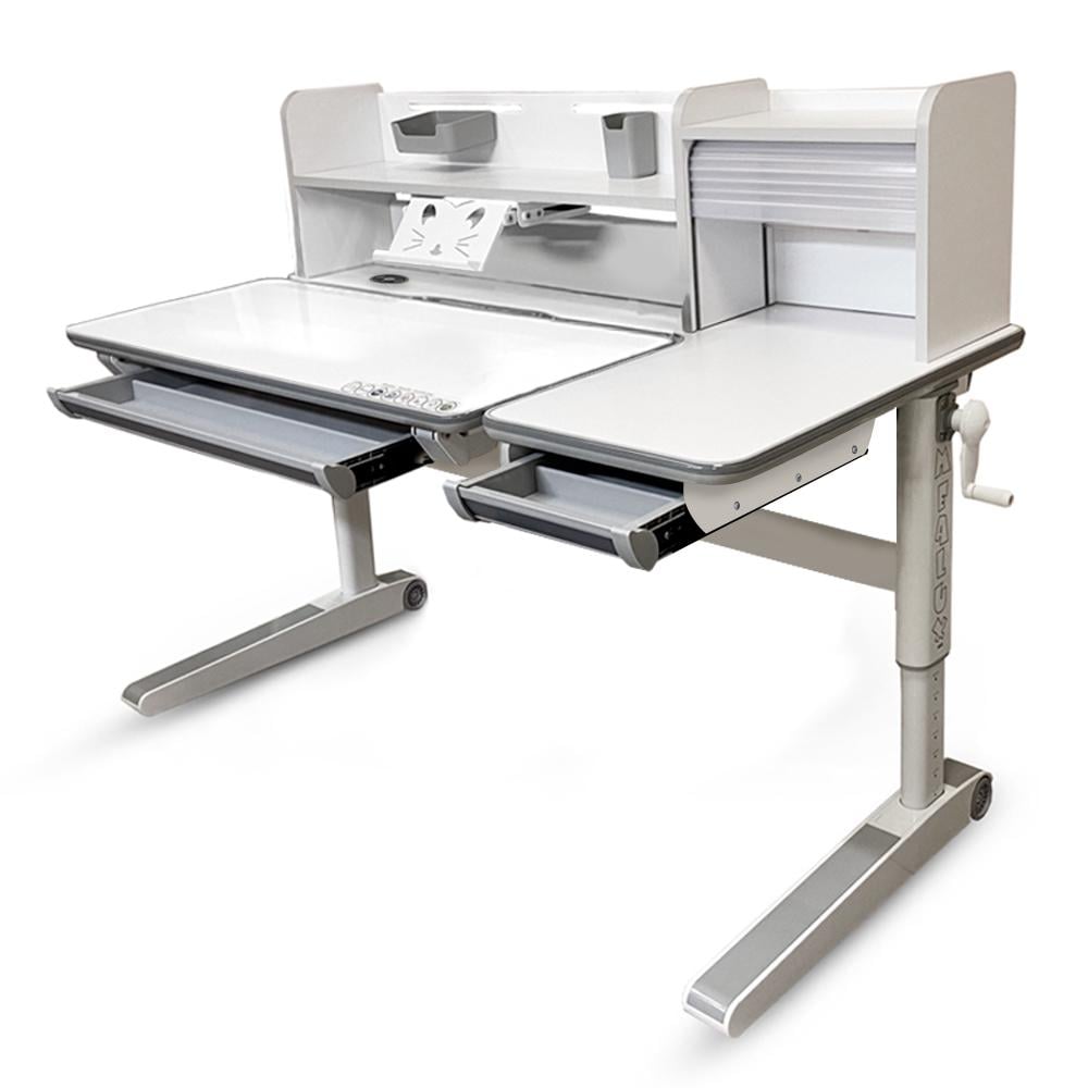 Парта трансформер школьная эргономичная детская Mealux Sherwood XL Energy Multicolor с полкой Белый (BD-860 W/MC Energy+полка)