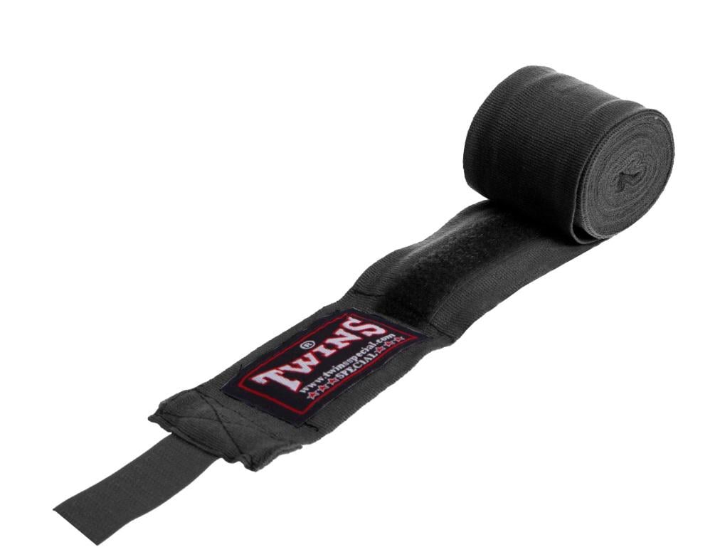 Бинти боксерські 005-5 TWINS пара бавовна з еластаном 5 м Чорний