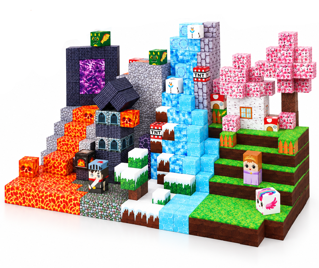 Конструктор магнитный Minecraft Сакура лёд и лава 150 дет. для детей от 3 лет