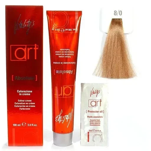 Крем-краска для волос с масляным коктейлем Vitality’s Art Absolute Hair Color Cream 8/0 Светлый блондин 100 мл