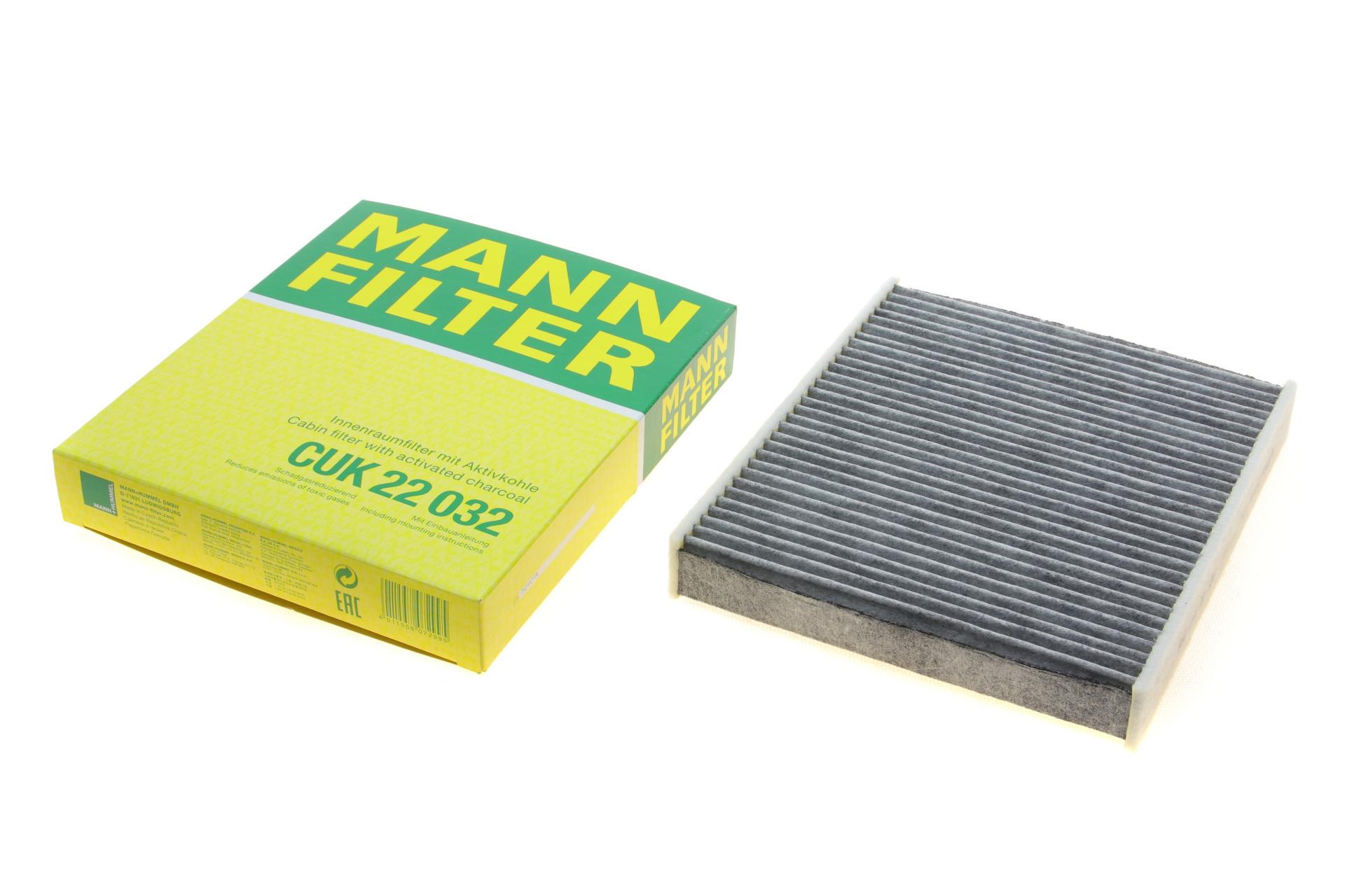 Фильтр салона Mann-Filter для Lexus NX 21-/ES/RX/Mazda CX-9/Subaru Impreza/Toyota Camry/Corolla/Rav4 16- угольный (CUK 22 032)